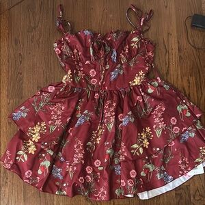 Cider floral shoulder tie dress